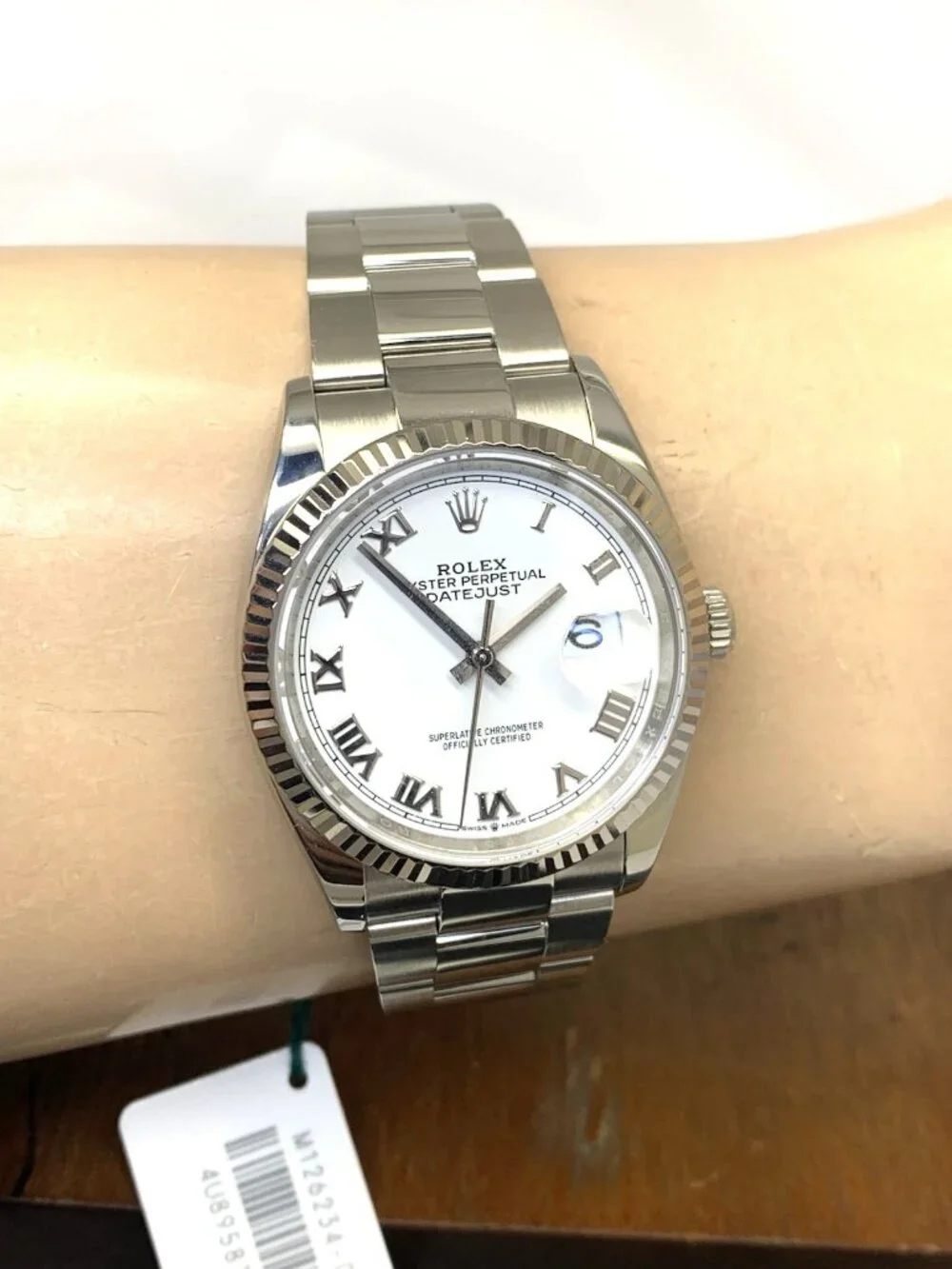Rolex Datejust 126234 Watch Swiss Automatic White Roman Dial Steel 36mm + Card